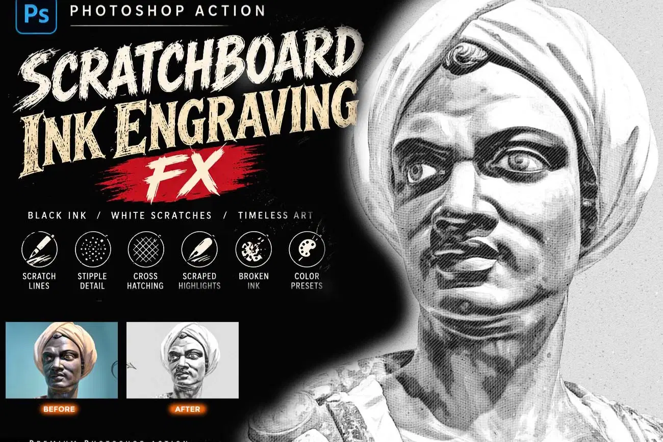SCRATCHBOARD INK ENGRAVING FX — Photoshop Action (1).jpg