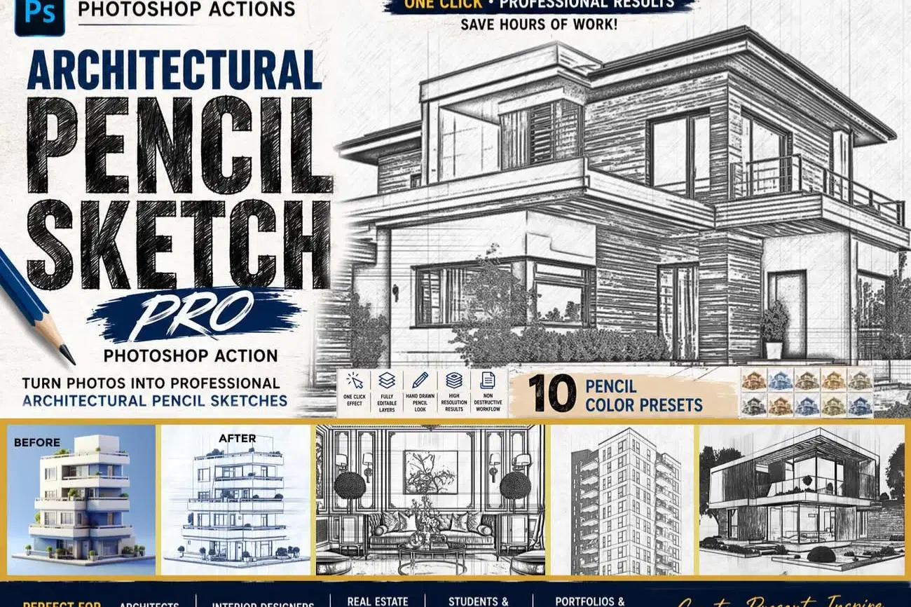 Architectural Pencil Sketch Pro Photoshop Action (1).jpg